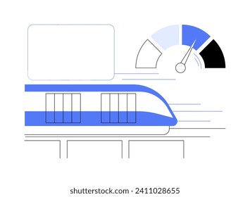 High speed train abstract concept vector illustration. Group of people riding a magnet-powered train, urban transportation, public transport, inter-city express, fast vehicle abstract metaphor.