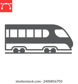 High speed train glyph icon, transportation and railway, fast train vector icon, vector graphics, editable stroke solid sign, eps 10.
