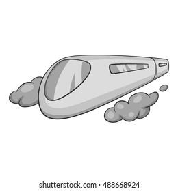 High speed train icon in black monochrome style isolated on white background. Transport symbol vector illustration