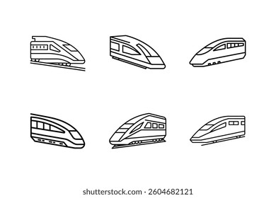 high speed train icon line art vector illustration