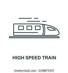 Hochgeschwindigkeitszug Symbol Einfaches Element aus der Technologie-Sammlung. Line High Speed Train Symbol für Vorlagen, Infografiken und Banner