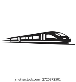 Hochgeschwindigkeits-Zugsymbol Symbol fester Glyphenvektor für den modernen Eisenbahnverkehr und die Schnellfahrt eines öffentlichen Lokomotivfahrzeugs