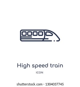 high speed train icon from transport outline collection. Thin line high speed train icon isolated on white background.
