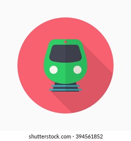 High speed train icon, Vector flat long shadow design. Transport concept.