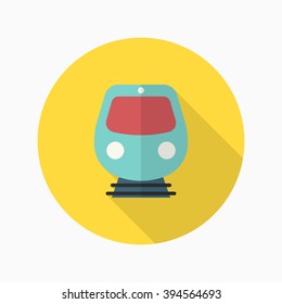 High speed train icon, Vector flat long shadow design. Transport concept.