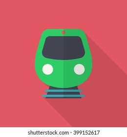 High speed train icon, Vector flat long shadow design. Transport concept.