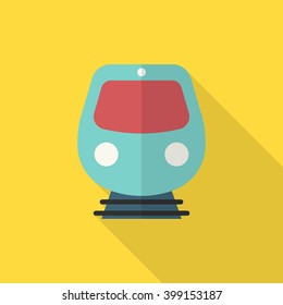 High speed train icon, Vector flat long shadow design. Transport concept.