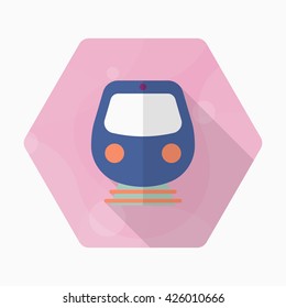 High speed train icon, Vector flat long shadow design. Transport concept.