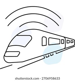 Ilustración de tren de alta velocidad para concepto de transporte moderno con ondas de señal