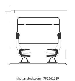 High speed train interior Isolated on white.Vector illustration.