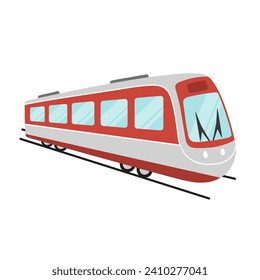 Tren de alta velocidad aislado en fondo blanco. Transporte rápido y ferrocarril en estilo plano. Ilustración del vector
