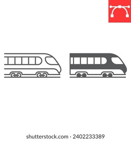 High speed train line and glyph icon, transportation and railway, fast train vector icon, vector graphics, editable stroke outline sign, eps 10.