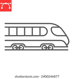 Icono de línea de tren de alta velocidad, transporte y ferrocarril, icono del vector de tren rápido, gráficos vectoriales, símbolo de contorno de trazo editable, eps 10.