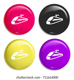 High speed train multi color glossy badge icon set. Realistic shiny badge icon or logo mockup