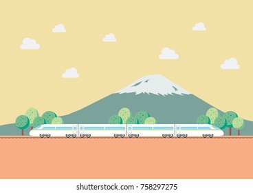 High Speed Train With Nature Background. Vector Illustration