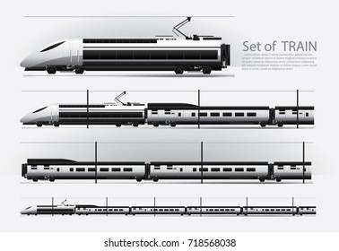 High speed train on a rail road Vector illustration