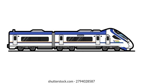 High speed train on wheels metal