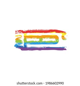 High Speed Train, Railway Transport. Drawing Sign With LGBT Style, Seven Colors Of Rainbow (red, Orange, Yellow, Green, Blue, Indigo, Violet