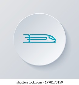 High Speed Train, Railway Transport. Cut Circle With Gray And Blue Layers. Paper Style