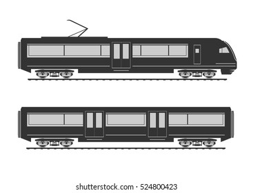 High speed train silhouette isolated on white. Vector illustration.