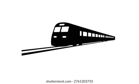 high speed train silhouette on railway track minimal black and white transportation illustration modern travel transit concept