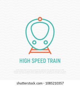 High speed train thin line icon. Modern vector illustration of transport.