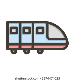 High Speed Train Vector Thick Line Filled Colors Icon For Personal And Commercial Use.
