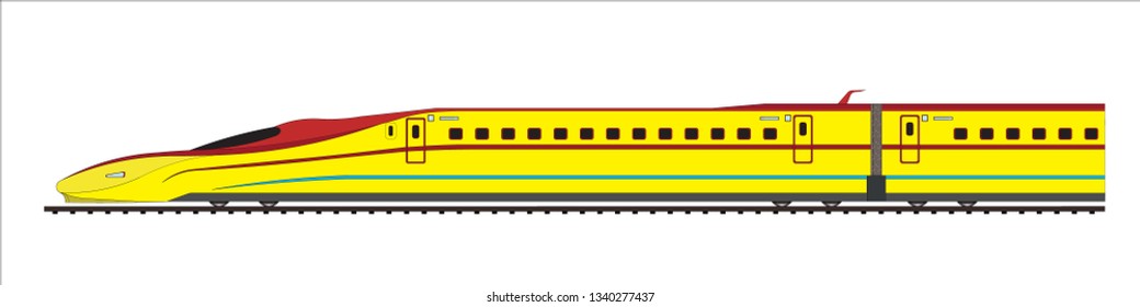 High speed train in yellow and red color