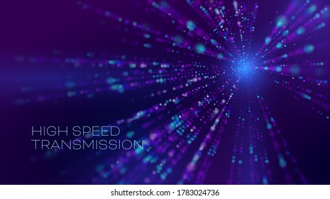 High Speed Transmission In Abstract Style. High Speed Motion Blur. Cyber Binary. Data Stream.