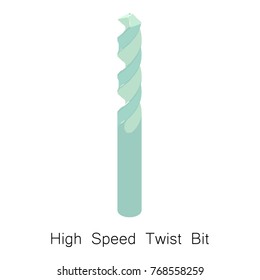 High speed twist bit icon. Isometric illustration of high speed twist bit vector icon for web