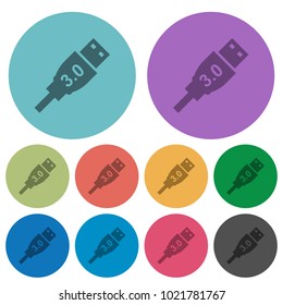 High speed USB darker flat icons on color round background