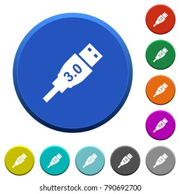 High speed USB round color beveled buttons with smooth surfaces and flat white icons