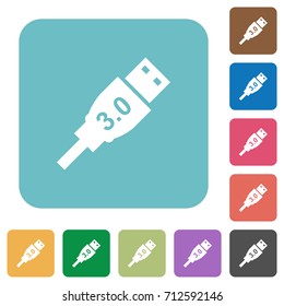 High speed USB white flat icons on color rounded square backgrounds