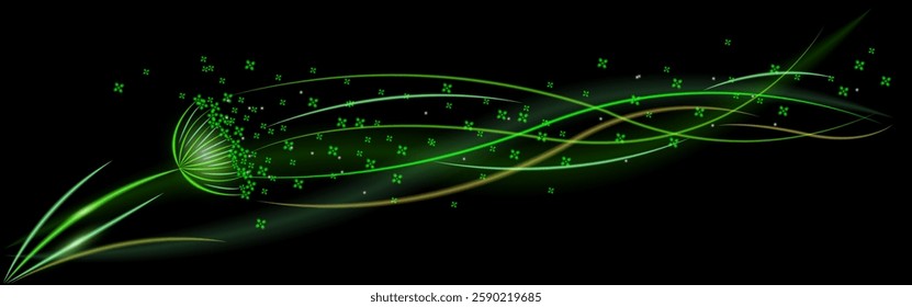 High speed waves, delicate flower, with motion blur effect on dark background. Futuristic and tech pattern for banner or poster design