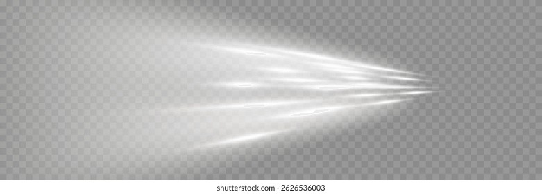 High speed white motion lines. Glowing vortex effect, rays movement. EPS 10 vector.