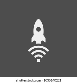 High speed wi fi flat vector icon. Rocket flat vector icon. Wifi flat vector icon