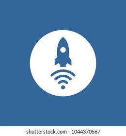 High speed wi fi flat vector icon. Rocket flat vector icon. Wifi flat vector icon