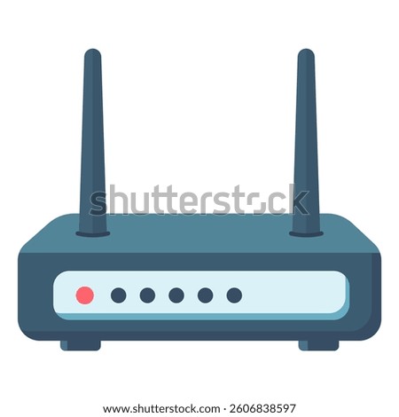 High Speed Wireless Wifi Router technology flat color vector illustration template design