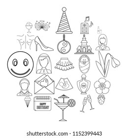 High spirits icons set. Outline set of 25 high spirits vector icons for web isolated on white background
