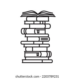 High stack of books line icon style vector illustration for Read A Book Day on September 6.