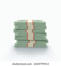pilha alta de dinheiro no fundo branco