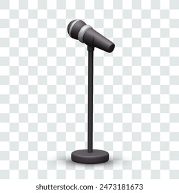 High stand with microphone. Stage equipment for concerts, performances