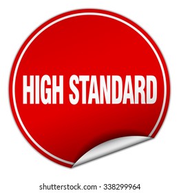 High Standard Round Red Sticker Isolated On White