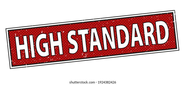 HIGH STANDARD stamp text on white in comic style