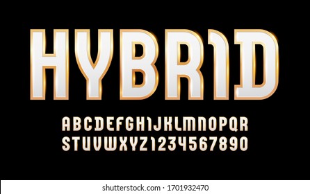 High steel font of hybrid style, trendy alphabet, trendy Latin letters from A to Z and Arab numbers from 0 to 9 for you designs, vector illustration 10EPS