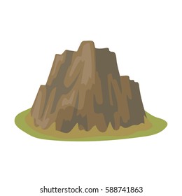 High steep mountain with grass the dark colors with sharp spikes.Different mountains single icon in cartoon style vector symbol stock illustration.