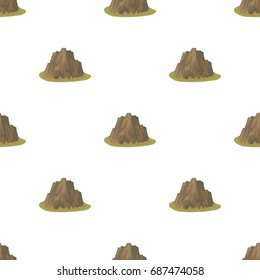 High steep mountain with grass the dark colors with sharp spikes.Different mountains single icon in cartoon style vector symbol stock illustration.