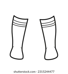 High stockings outline for coloring on a white background