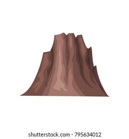 High stone rock, outdoor design element, nature landscape, mountainous geology vector Illustration