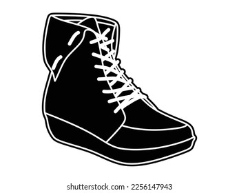 high strap shoes black silhouette icon, simple line art symbol